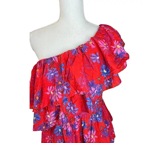 Endless Rose red floral One Shoulder Mini Dress Tiered Ruffle NEW summer