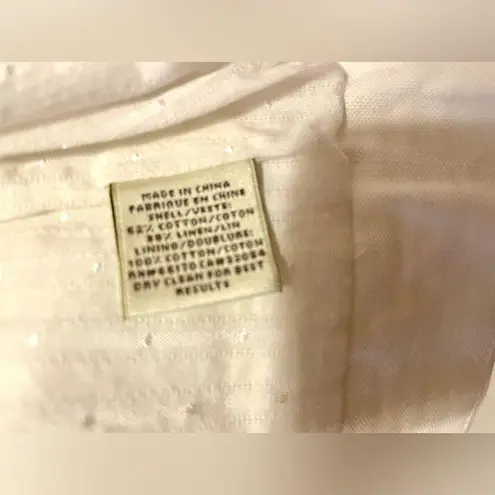 Elevenses Anthropologie white cropped cap sleeve blazer jacket w zipper flower