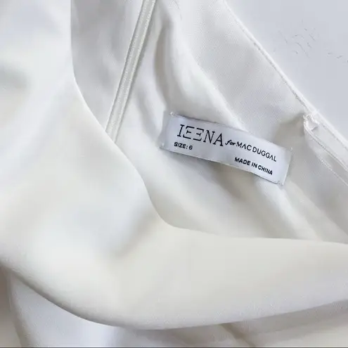 Mac Duggal Leena White Bow-Shoulder Jersey Sheath Gown