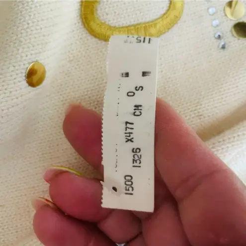 Nwt Vintage long sleeve big city knit pullover sweater number embellished cotton Gold Size L