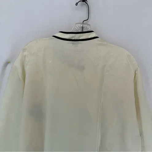 NWT Naked Beast 100% Silk Panda Embroidered Shirt Blouse Women’s Medium … White