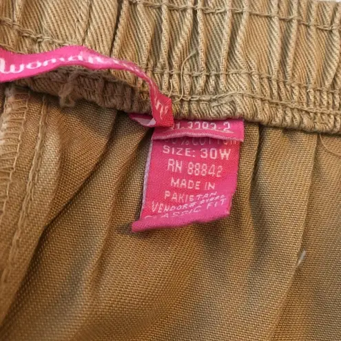 Woman Within Jeans Elastic Waist Pull On Classic Fit Tapered Leg Beige 30W