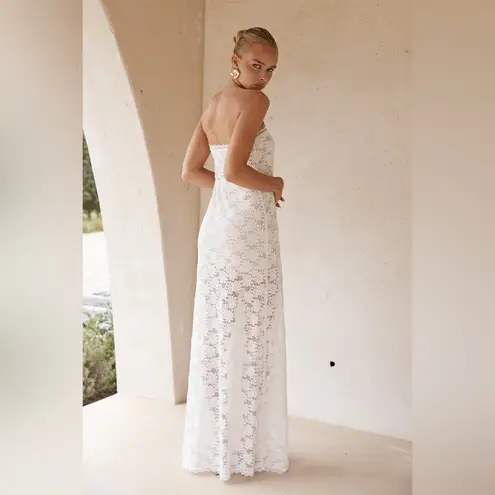 RUNAWAY THE LABEL NWT KINERA Chic White Lace Maxi Dress Size Large