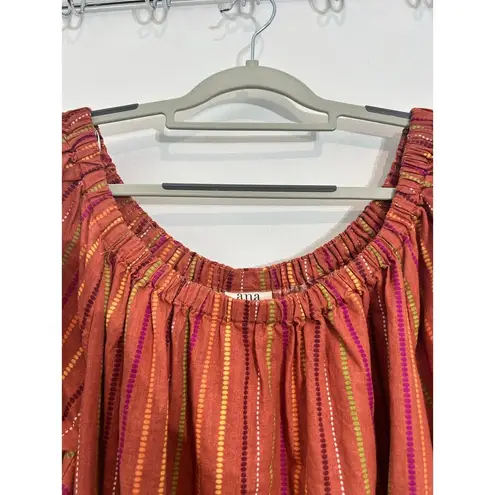 ANA Linen Blend Dress XL Orange Striped Textured Tropical Coastal Beachy NWT