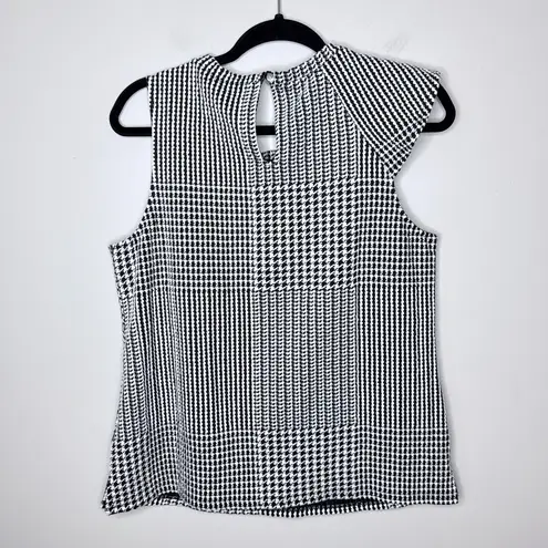 Anthropologie Dolan Medium Left Coast Callan Ruffled Houndstooth Top Sleeveless Black