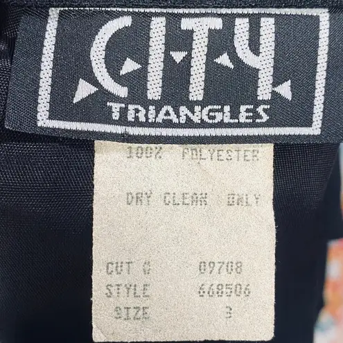 Vintage 90s City Triangles Blazer Animal Print Leopard Trim Fitted Black Small