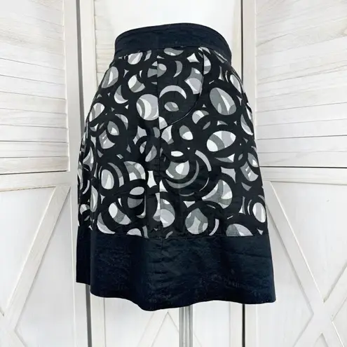 Pink Twill Circle Print Pleated A Line Mini Skirt Black White Size 8 Y2K Cotton Black