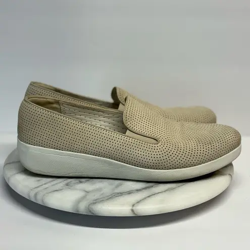 FitFlop Fit Flops Shoes Woman's 9 Tan F-Pop Skate Perforated Nubuck Leather Comfort