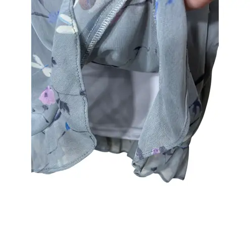 Vintage Jay Jacobs Y2K Floral Skirt Set Size M Blue Purple Ruffle Hem Sleeveless Gray Size M