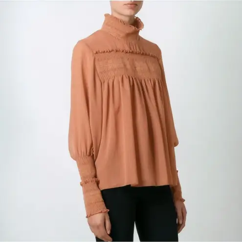 See By Chloe See By Chloé Smocked High-Neck Blouse Dusty Pink Boho Chic Size EU 36 (US 4)