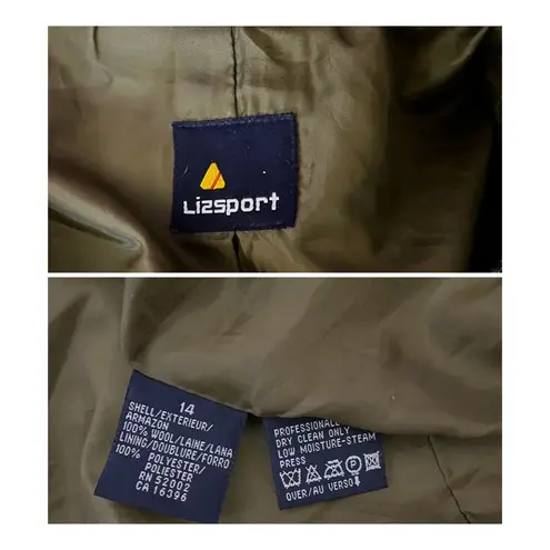 Vintage 90s Blazer Jacket 100% Wool Autumn Academia Tweed Plaid Women's 14 Green Size L