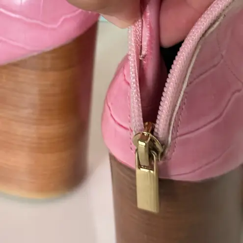 Raye Revolve Leon faux croc embossed Boot in Pink Pink color size 5.5