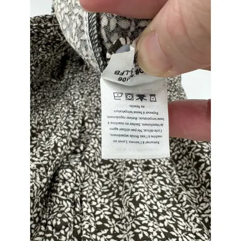 Faherty Dress Brown Montara Leaf Batik Long Sleeve Mini Smocked Swing Flowy XXS