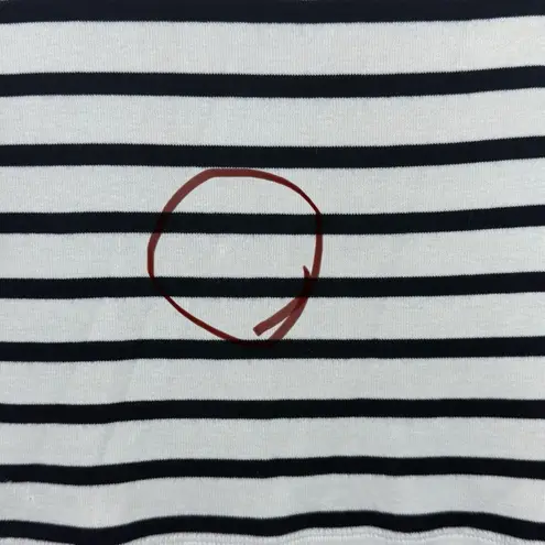 Iris & Ink White Navy Striped Round Neck 3/4 Sleeve Breton Top Blouse Size S