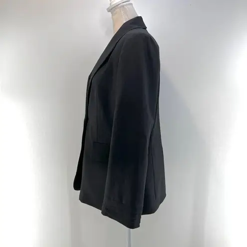 Alice + Olivia  Black Shawl Collar Blazer Ruched Sleeves Black