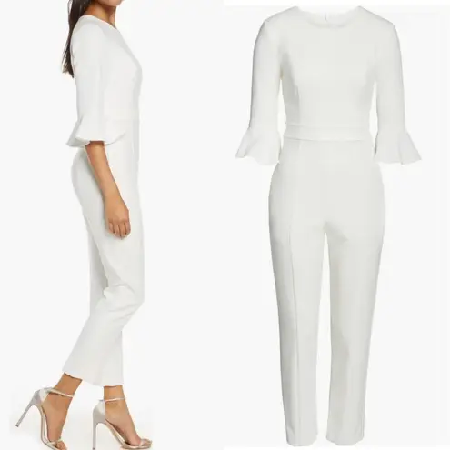 Black Halo NWOT Brooklyn Jumpsuit white bell sleeves sz 10