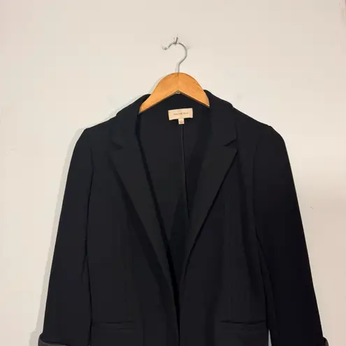 Skies Are Blue Asa Knit Black Cuffed Sleeve Open Blazer