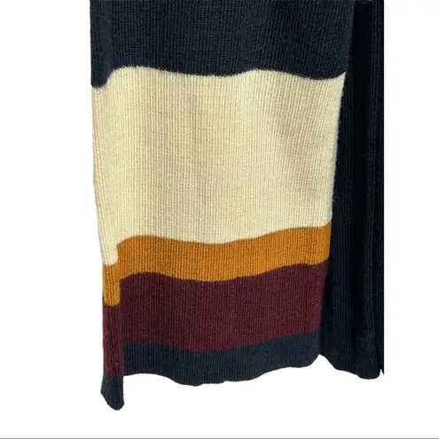 CLICHÉ Navy Wool Blend Sweater Small | Trendy Pleated Bell Sleeve Pullover Blue