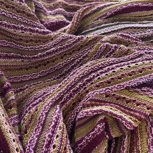 Vintage Sharon Young Purple and Green Striped Cardigan Size L