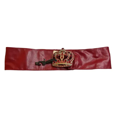 NWT Red Rhinestone Crown Buckle Wrap Belt 42.5” SM Diva Glam Statement Accessory