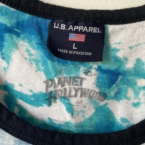 American Apparel  Planet Hollywood Blue White Tie Dye Sleeveless Tank Top Large