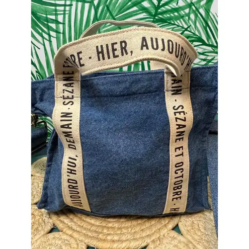 Sézane Blue Denim Shoulder Bag with Adjustable Strap