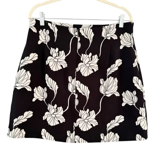 Adam Lippes Black White Floral Twill Pencil Skirt Women’s Size 14
