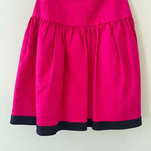 Vintage AJ Bari Hot Pink Cocktail Party Mini Dress size‎ 6 Black Trim Strapless