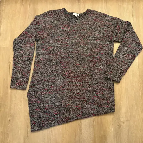 Pure Jill Marled Knit Sweater Red Black White Wool Cashmere Asymmetrical Medium