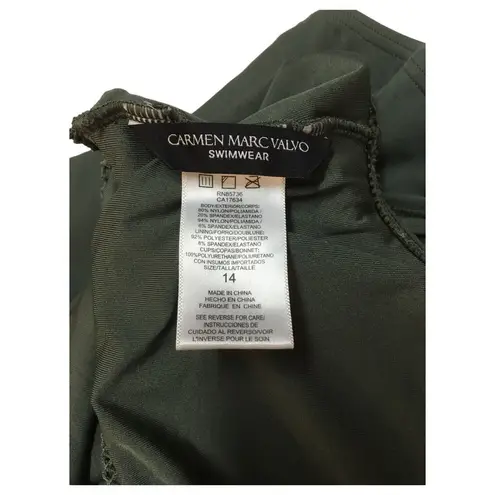 Carmen Marc Valvo Swimsuit Womens 14 One Shoulder Mesh One Piece Padding Green