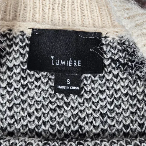 Lumiere Zigzag Chevron Mohair Wool Blend Knit Sweater Size S Beige Black Tan - Image 3