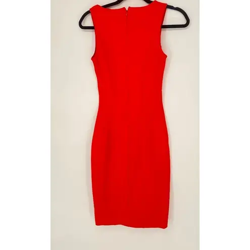 St. John Orange Knit Bodycon Cocktail Career Sleeveless Dress Size 2 Knee Length