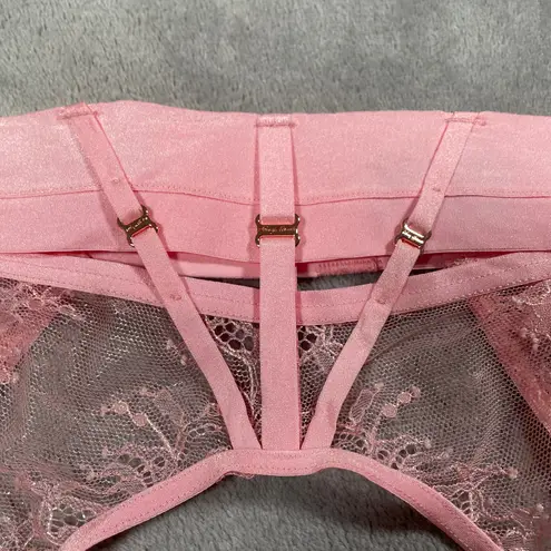 Honey Birdette Belinda Garter Belt Medium Pink Lace