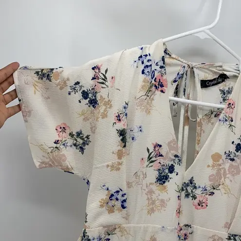 Crystal Sky jumpsuit wide leg open back tie waist spring floral Size undefined