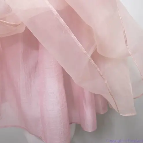 Vintage princess dress organza pink fit and flare with white sequin top Size XXS