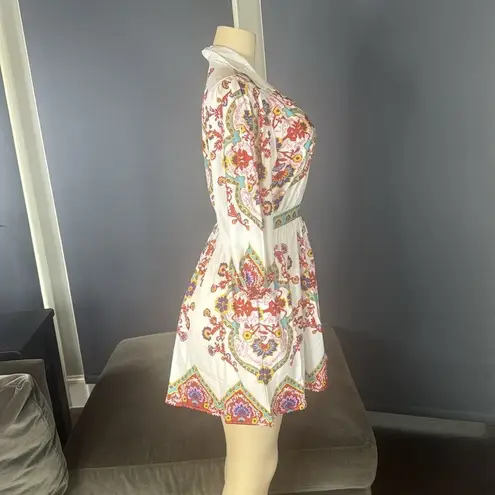 Women’s Floral Print White Summer Mini Dress *Tag Size M fits like a SMALL NEW White