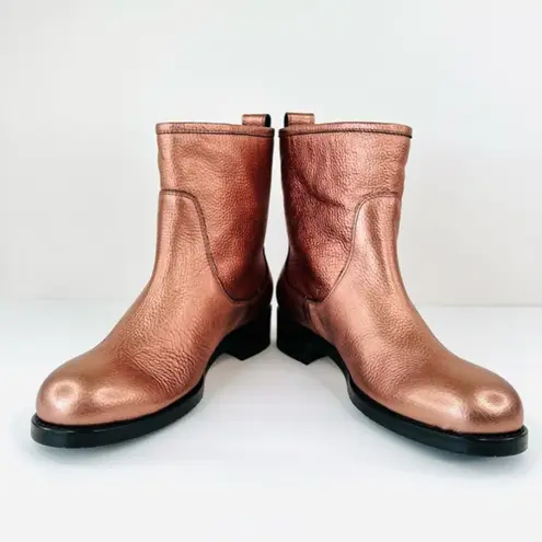 Jimmy Choo Dondo Rosewood Metallic Grainy Leather Biker Ankle Boots EU 40