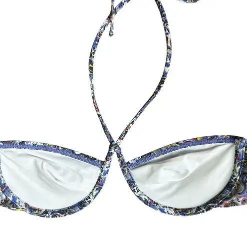 Bananhot NWT St Tropez Bikini Top Marbled Water Blue Tie Underwire Size Small