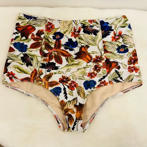 Kortni Jeane swimsuit Antique floral swimmer high rise bikini bottom size medium