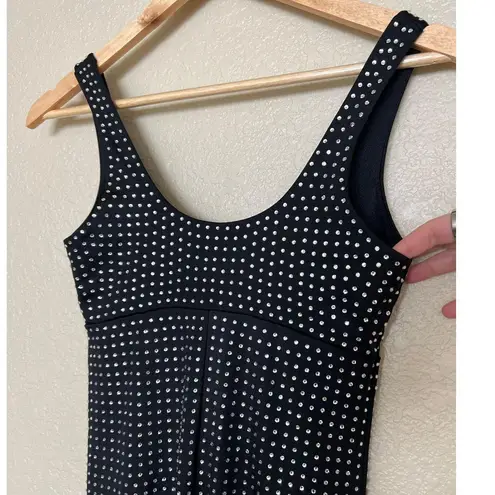 YITTY Black Catsuit Bedazzled Bodysuit Medium Full Length Onesie Rhinestone