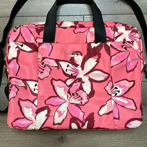 Kate Spade  Pink Floral Computer Brief Case Shoulder Bag