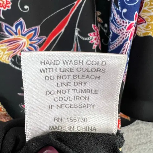 Rose + Olive Kimono Top Womens M Black Floral Dolman Relaxed Artisan Boho Chic Size M