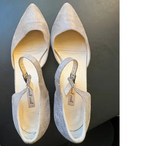 Paul Green sz 9.5 Womens D'Orsay Metallic Pointed Distressed Kitten Heel Pumps