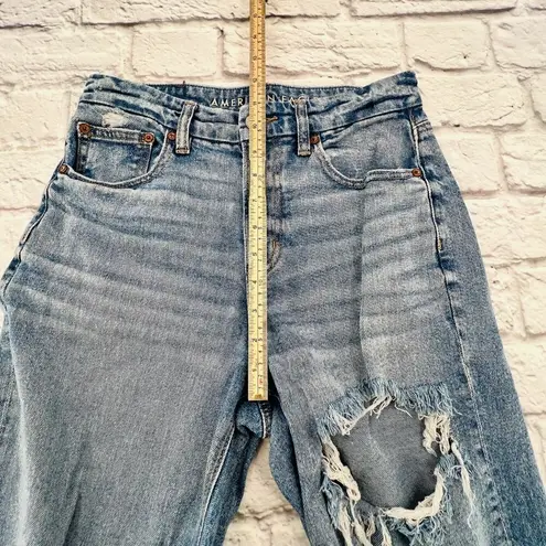 American Eagle Curvy 90s Straight Distressed Jeans 2 Regular Women's Blue Denim