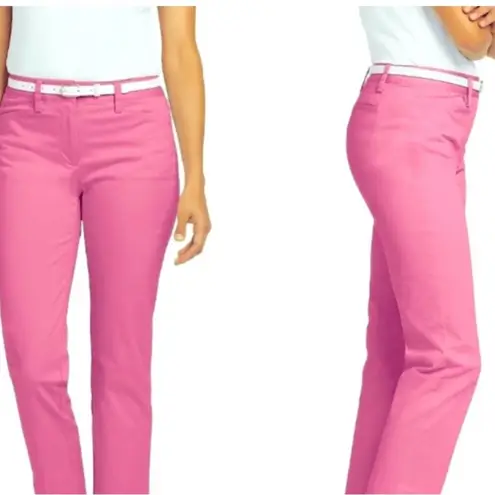 Lands' End  Women's Mid Rise Classic Straight Leg Chino Ankle Pants PINK 6
