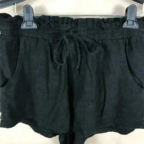 AERO Linen Blend Black Shorts Size Large