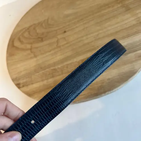 Amanda Smith Vintage 90s Blue Genuine Leather Golden Buckle Belt Size Large