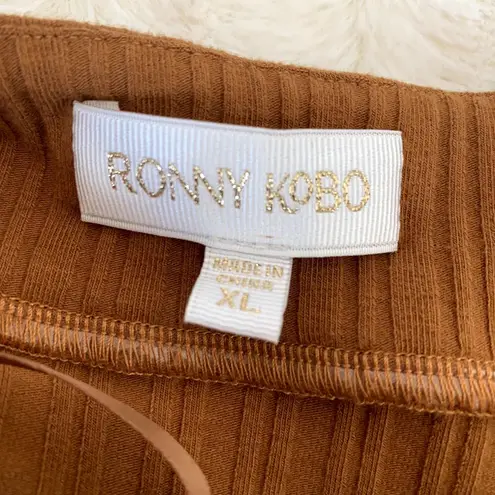 NWT Ronny Kobo Mora Textured Ribbed Maxi Dress in Whiskey Brown Size XL