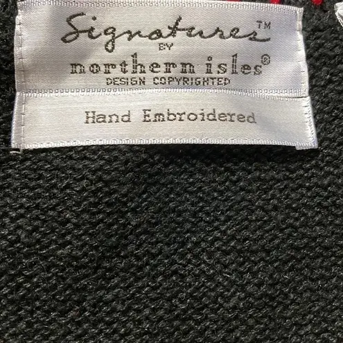 Signatures by Northern Isles Hand Embroidered Christmas Sweater Vest Black Size M