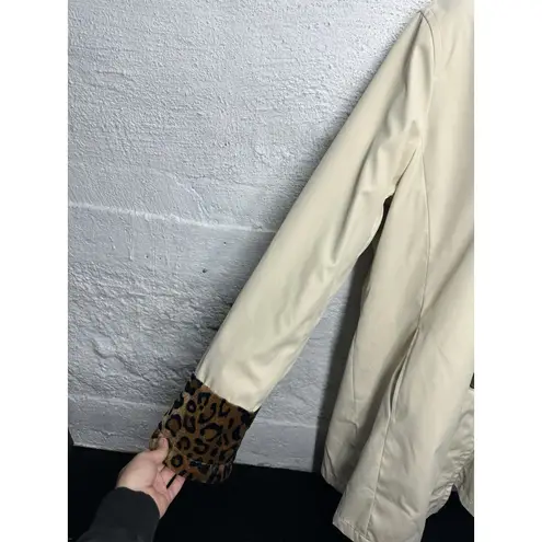 Dennis Basso Size L Fab Leopard Animal Print Faux-Fur Reversible Car Coat Jacket